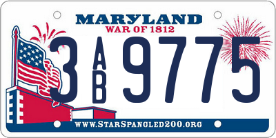 MD license plate 3AB9775