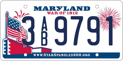 MD license plate 3AB9791