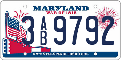 MD license plate 3AB9792