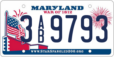 MD license plate 3AB9793