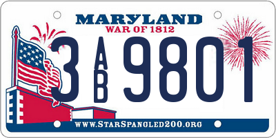 MD license plate 3AB9801