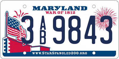 MD license plate 3AB9843