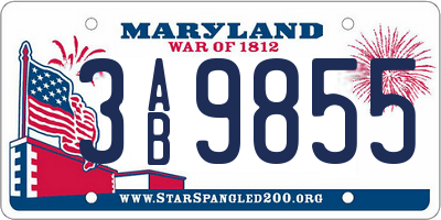 MD license plate 3AB9855
