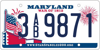 MD license plate 3AB9871