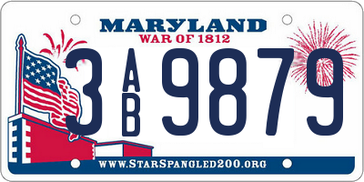 MD license plate 3AB9879