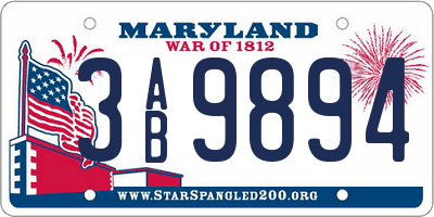 MD license plate 3AB9894