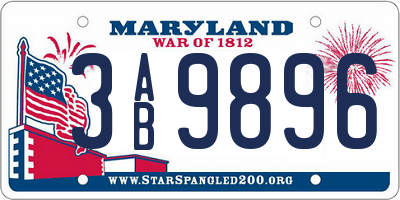 MD license plate 3AB9896
