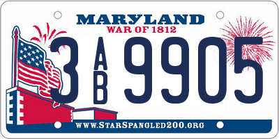 MD license plate 3AB9905