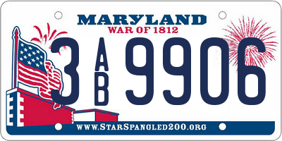 MD license plate 3AB9906