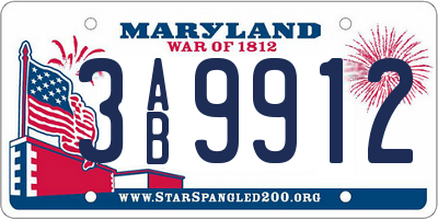 MD license plate 3AB9912