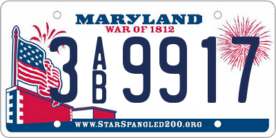 MD license plate 3AB9917