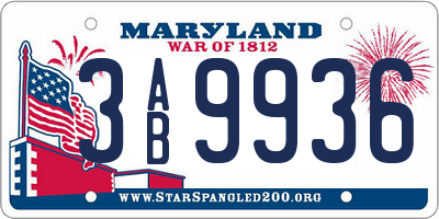 MD license plate 3AB9936