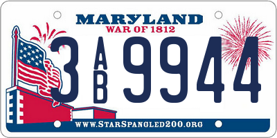 MD license plate 3AB9944