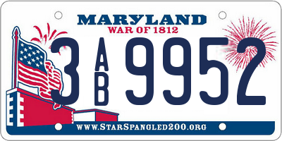 MD license plate 3AB9952