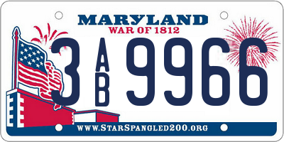 MD license plate 3AB9966