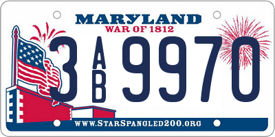 MD license plate 3AB9970