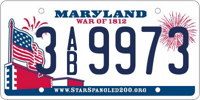 MD license plate 3AB9973