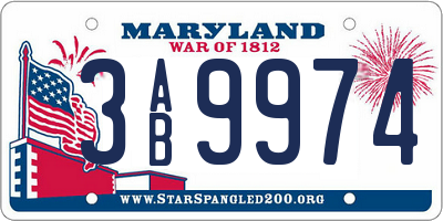 MD license plate 3AB9974