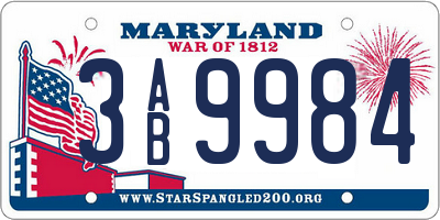 MD license plate 3AB9984