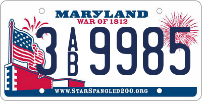MD license plate 3AB9985