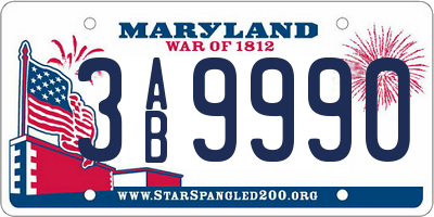 MD license plate 3AB9990