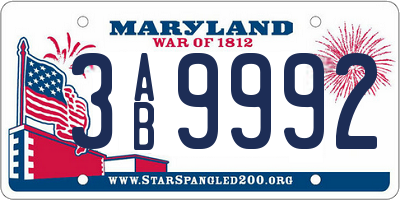 MD license plate 3AB9992