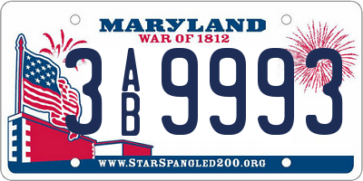 MD license plate 3AB9993
