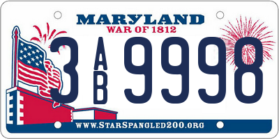 MD license plate 3AB9998