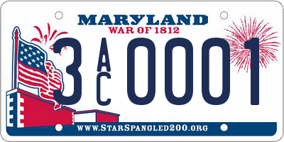 MD license plate 3AC0001