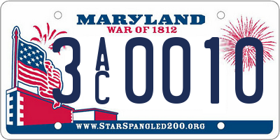 MD license plate 3AC0010