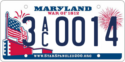 MD license plate 3AC0014