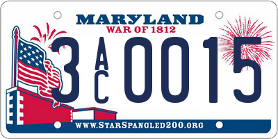 MD license plate 3AC0015