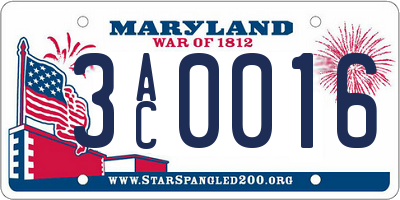 MD license plate 3AC0016
