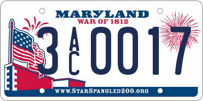 MD license plate 3AC0017