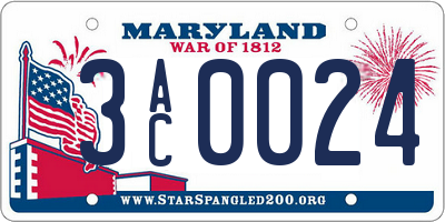 MD license plate 3AC0024