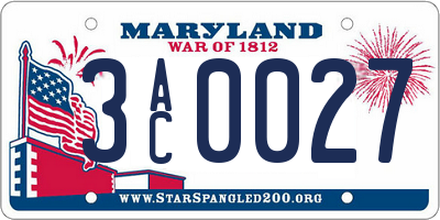 MD license plate 3AC0027