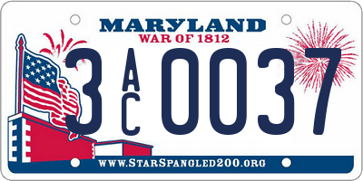 MD license plate 3AC0037