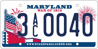MD license plate 3AC0040
