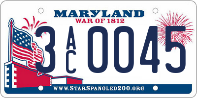 MD license plate 3AC0045