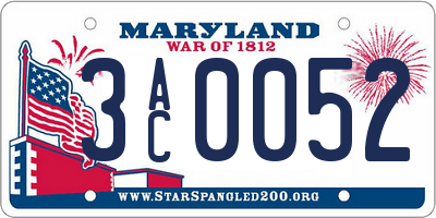 MD license plate 3AC0052
