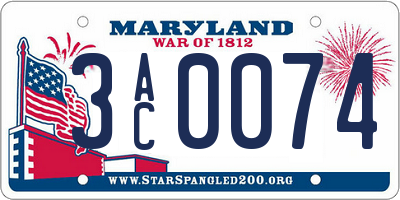 MD license plate 3AC0074