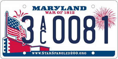 MD license plate 3AC0081