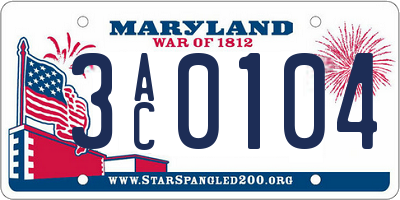 MD license plate 3AC0104