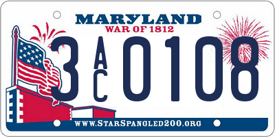 MD license plate 3AC0108