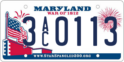 MD license plate 3AC0113