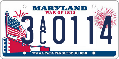 MD license plate 3AC0114