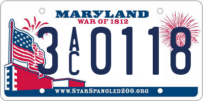 MD license plate 3AC0118