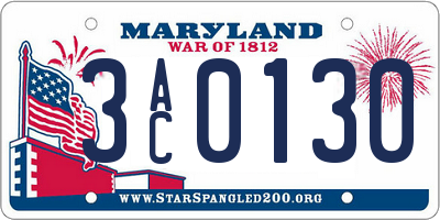 MD license plate 3AC0130