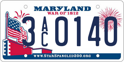MD license plate 3AC0140