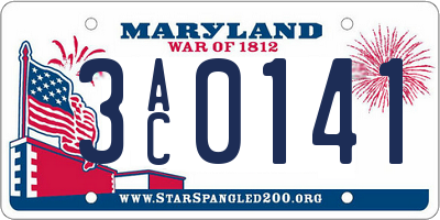 MD license plate 3AC0141